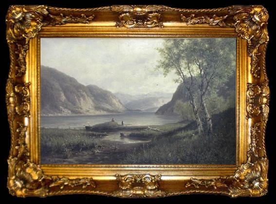 framed  Paul Paeschke Mountain lake fishing., ta009-2